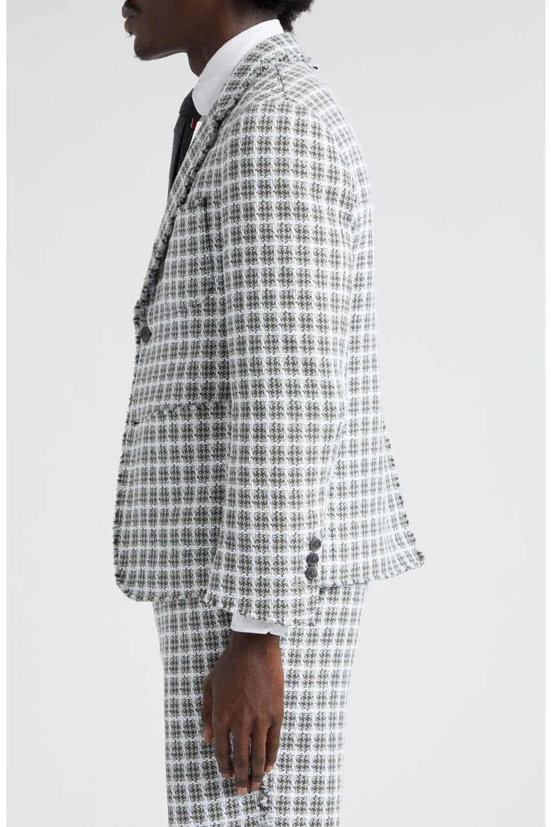 Unconstructed Fit Fray Edge Plaid Sport Coat, Alternate, color, MEDIUM GREY