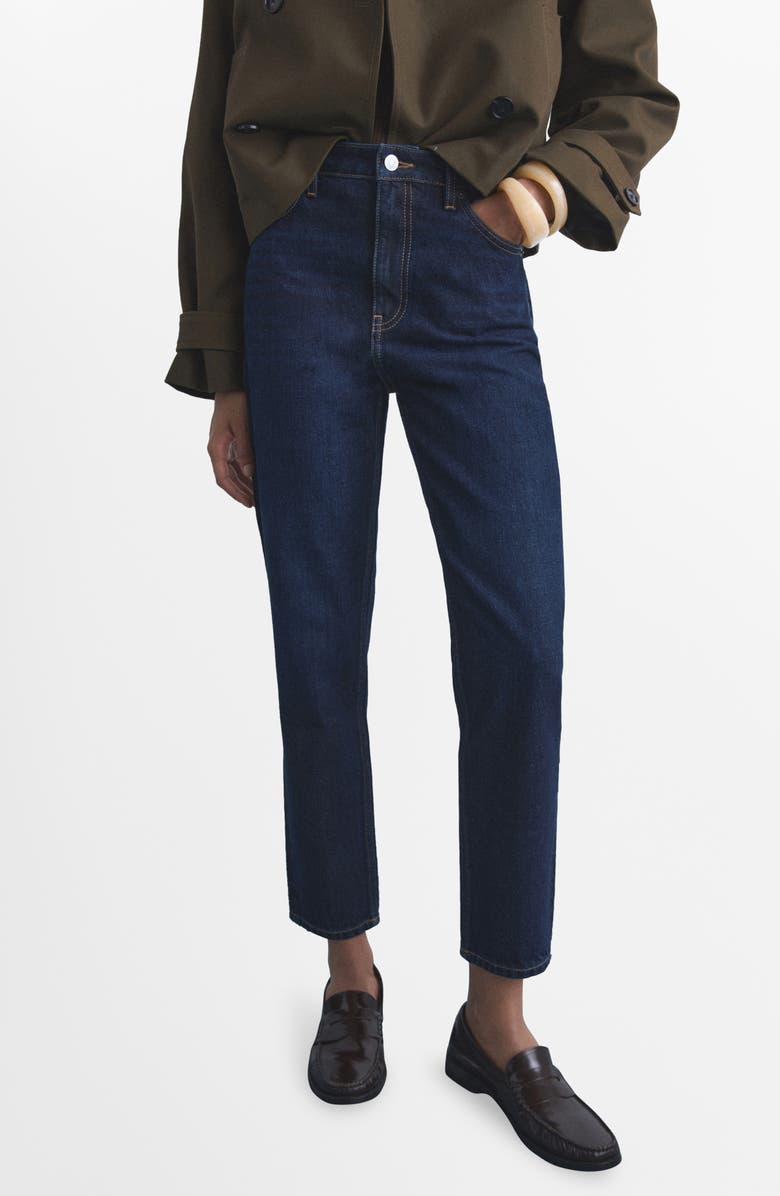 MANGO Crop Mom Jeans, Alternate, color, Dark Blue