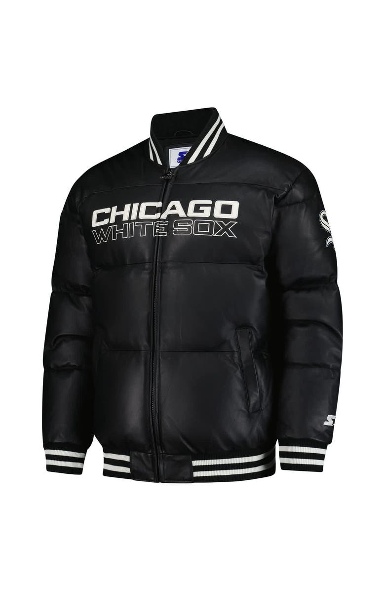 STARTER Men's Starter Black Chicago White Sox Full-Zip Leather Jacket, Alternate, color, Black