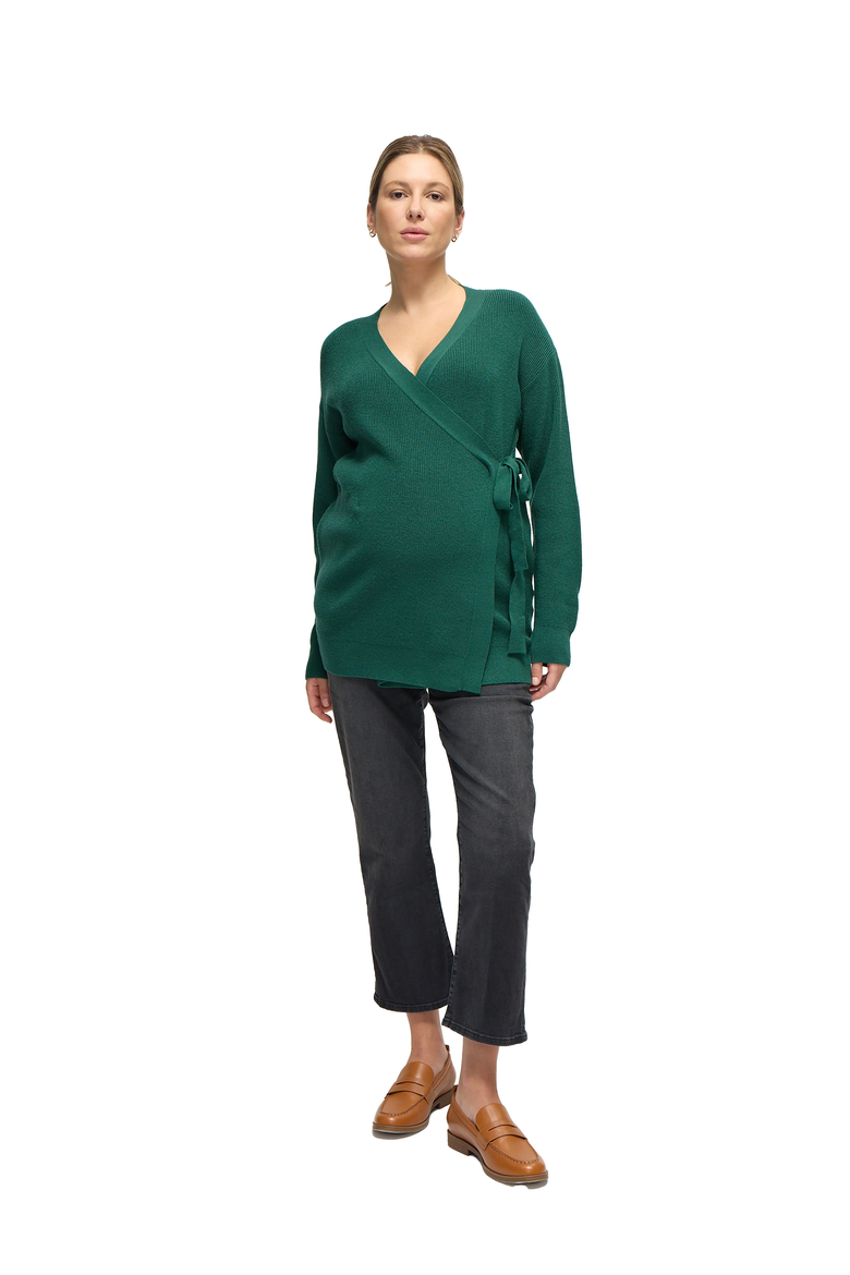 Ribbed Knit Crossover Maternity Nursing Cardigan, Alternate, color, Olive