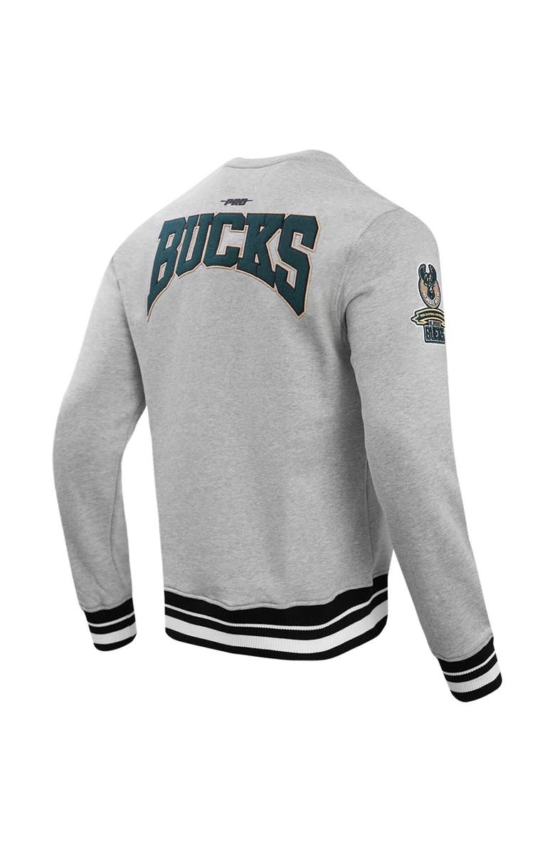 PRO STANDARD Men's Pro Standard Heather Gray Milwaukee Bucks Crest Emblem Pullover Sweatshirt, Alternate, color,