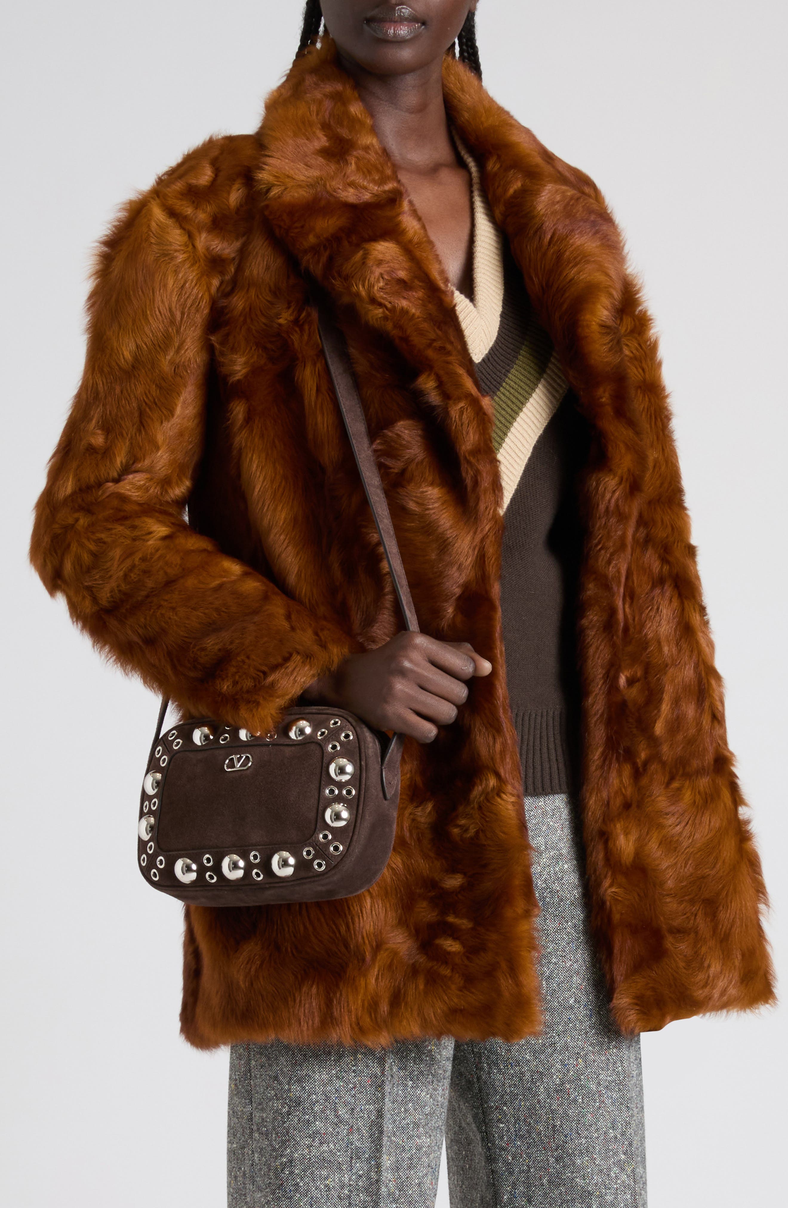 Valentino Garavani Nellcôte Studded Suede Crossbody Bag, Alternate, color, 