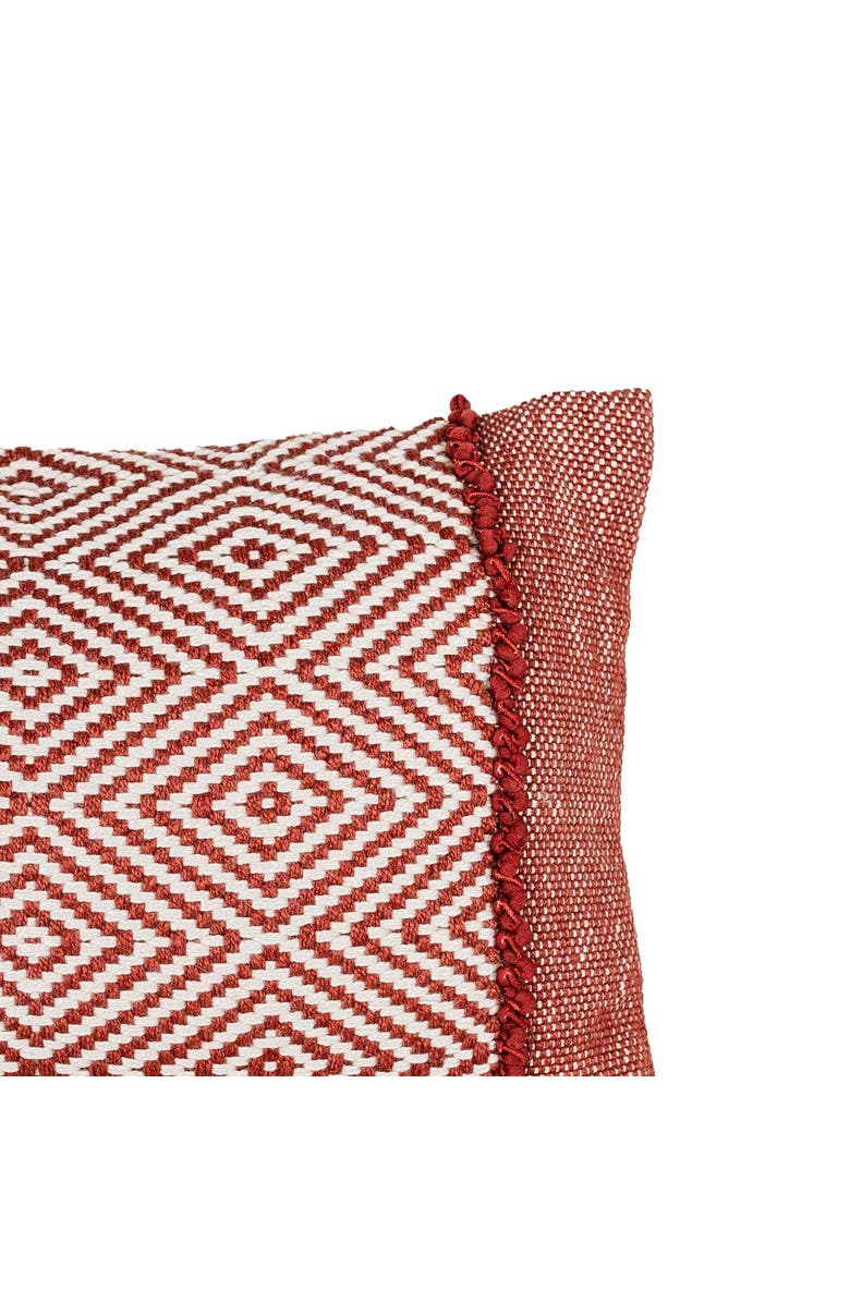 Foreside Home and Garden Outdoor Geometric Filled Lumbar Pillow, 16" x 24" Red, Alternate, color, Red