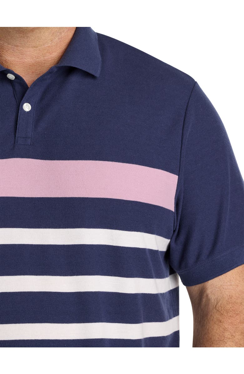 Harbor Bay by DXL Big & Tall Chest Striped Polo Shirt, Alternate, color, Navy