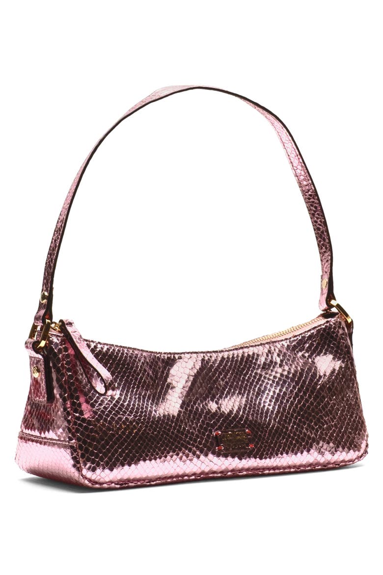 Mia Snakeskin Embossed Metallic Leather Shoulder Bag, Alternate, color, PINK