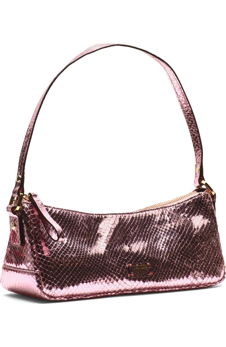 Frances Valentine Mia Snakeskin Embossed Metallic Leather Shoulder Bag, Alternate, color, Pink