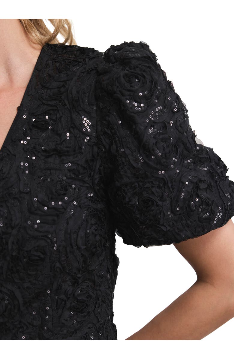 MINT VELVET Embellished Puff Sleeve Sequin Top, Alternate, color, Black