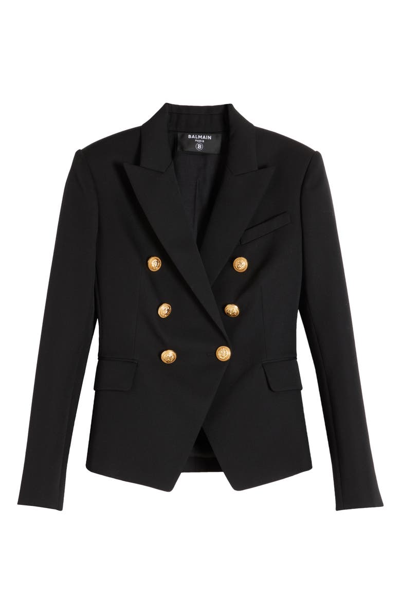 Balmain Double Breasted Twill Blazer, Alternate, color, 