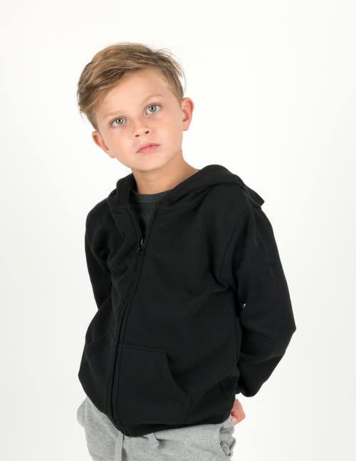 Leveret Kids Zip-up Hoodie, 100% Cotton, Solid Colors In Black