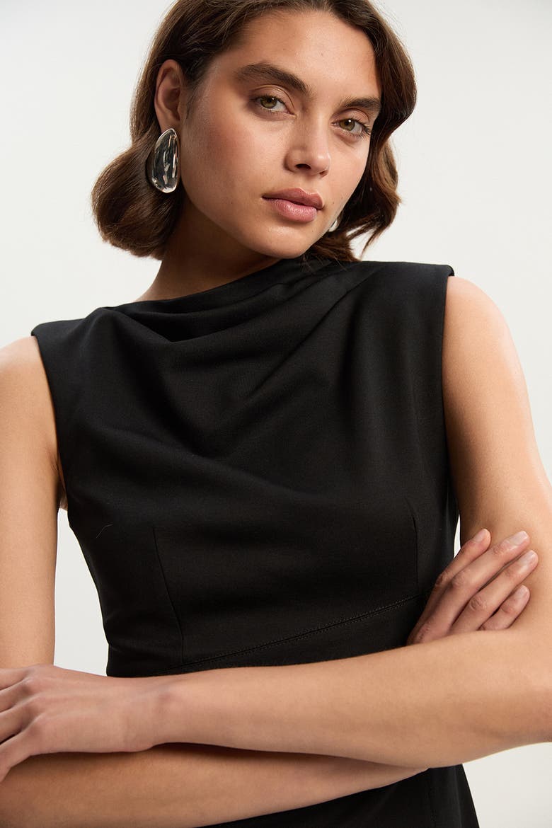 Petite Premium Tailored Midi Dress, Alternate, color, Black