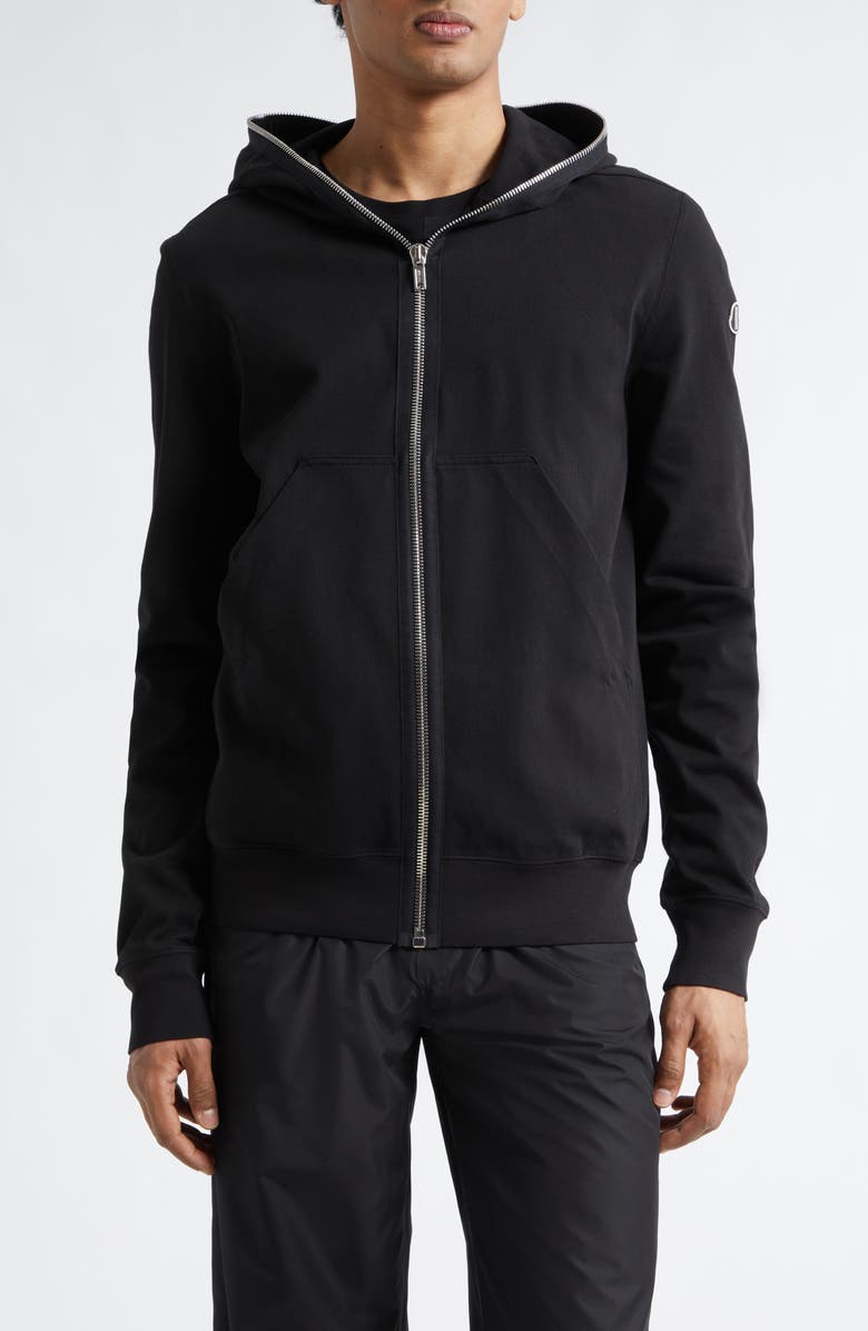 Moncler Cotton Zip Hoodie, Main, color, Black