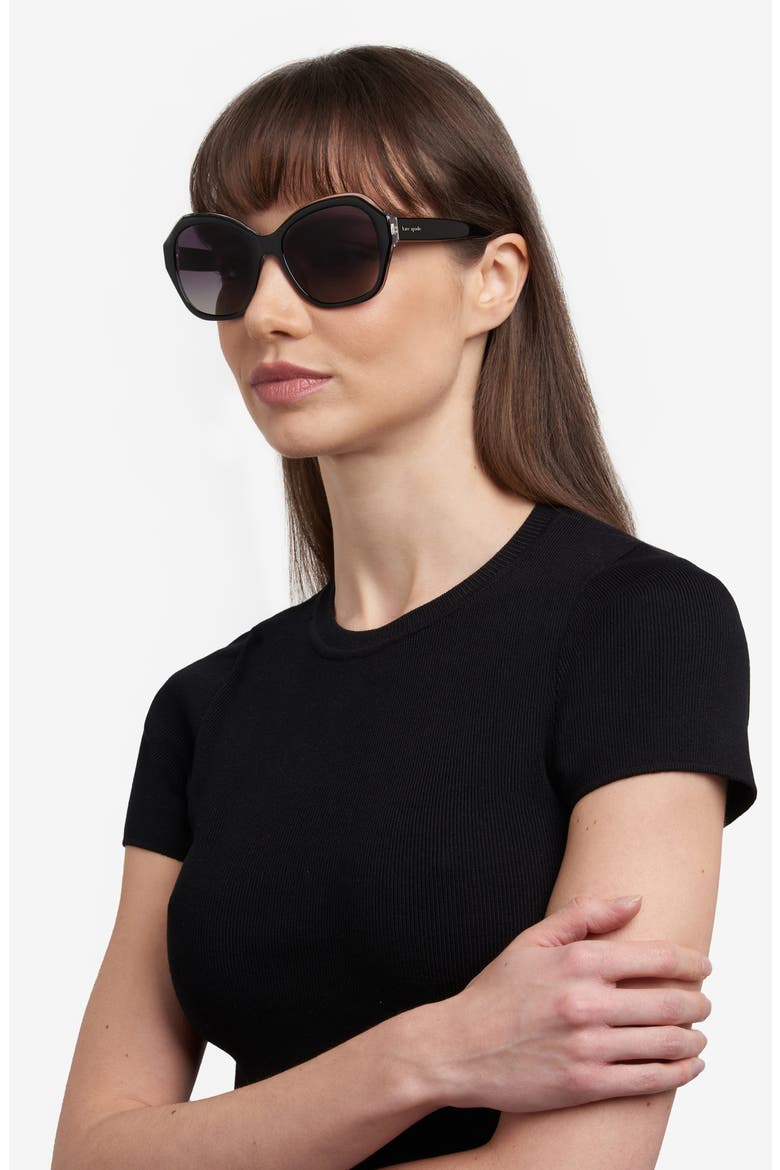 55mm lottie butterfly sunglasses, Alternate, color, BLACK