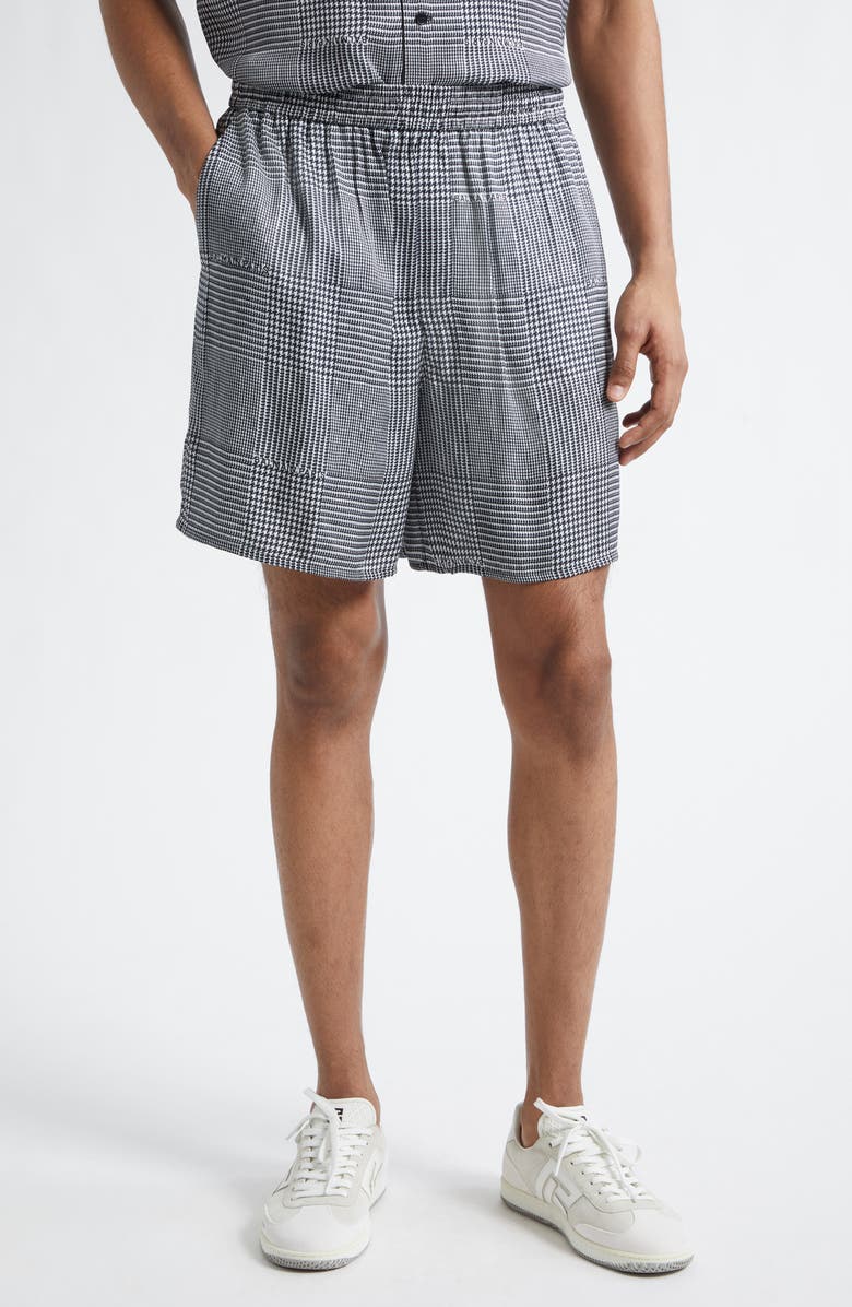 Balmain Prince of Wales Logo Shorts, Main, color, Eab Blk/ White