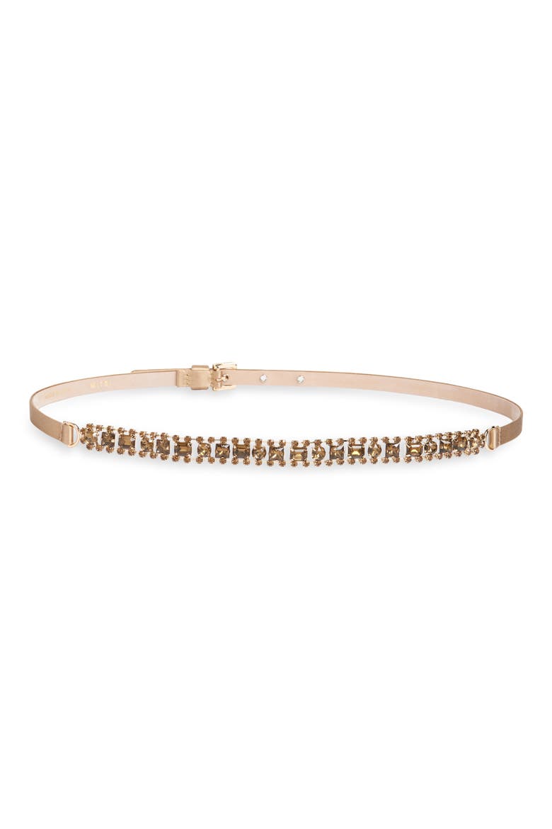 Giora Crystal Embellished Satin Belt, Main, color, BRONZE