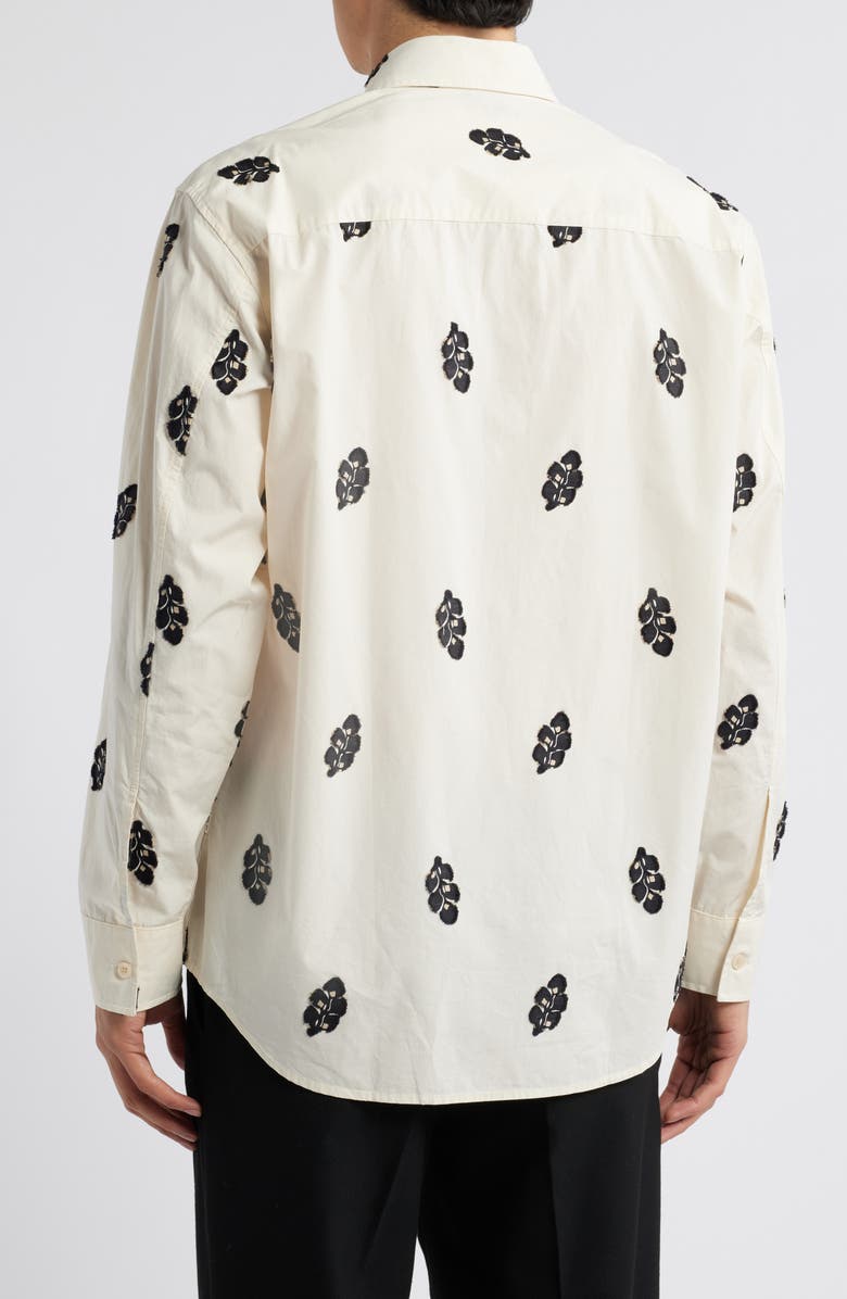 NN07 Freddy 5737 Leaf Jacquard Organic Cotton Button-Up Shirt, Alternate, color, Ivory
