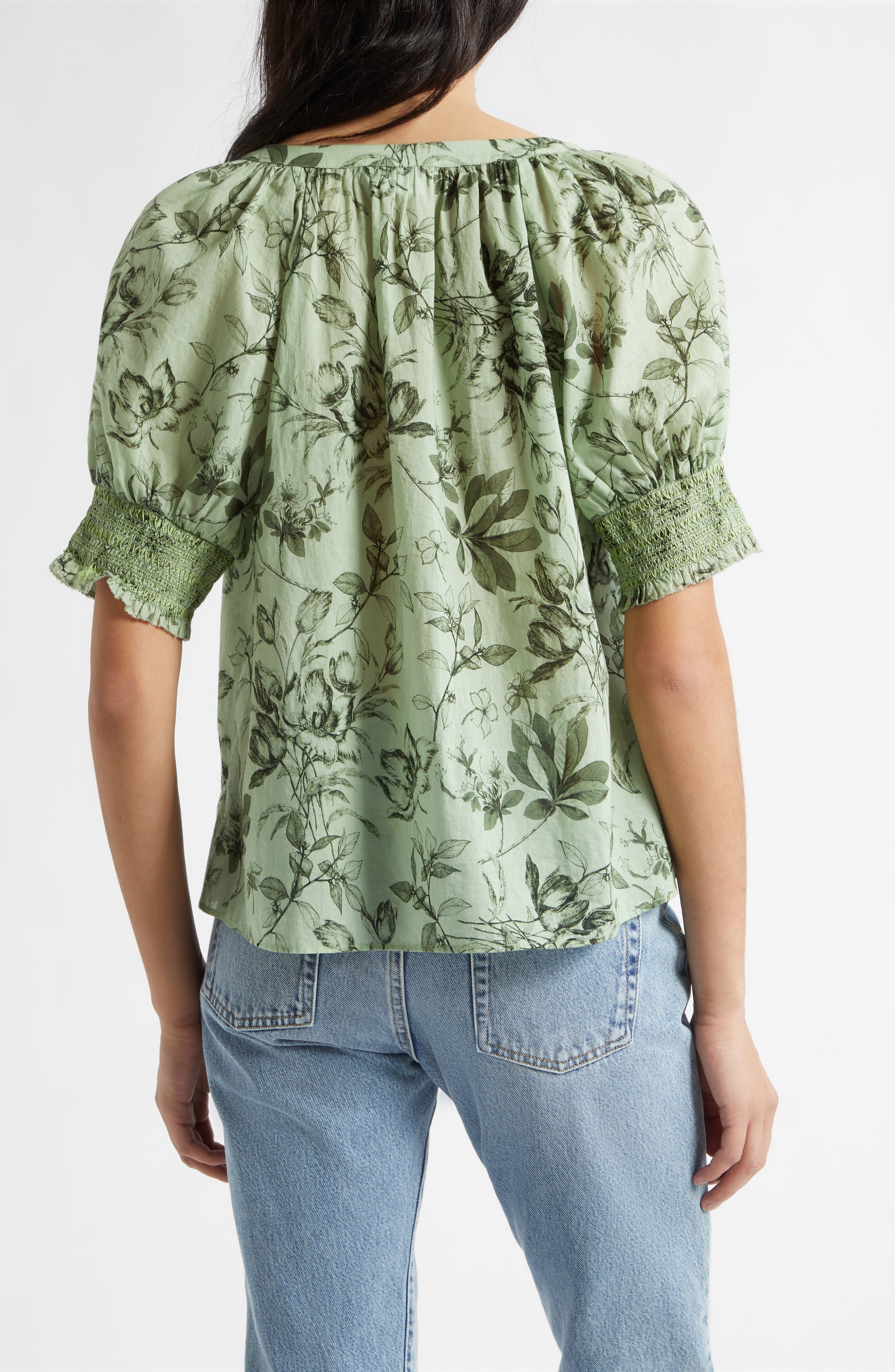 Thalia Floral Cotton Puff Sleeve Top - image 2