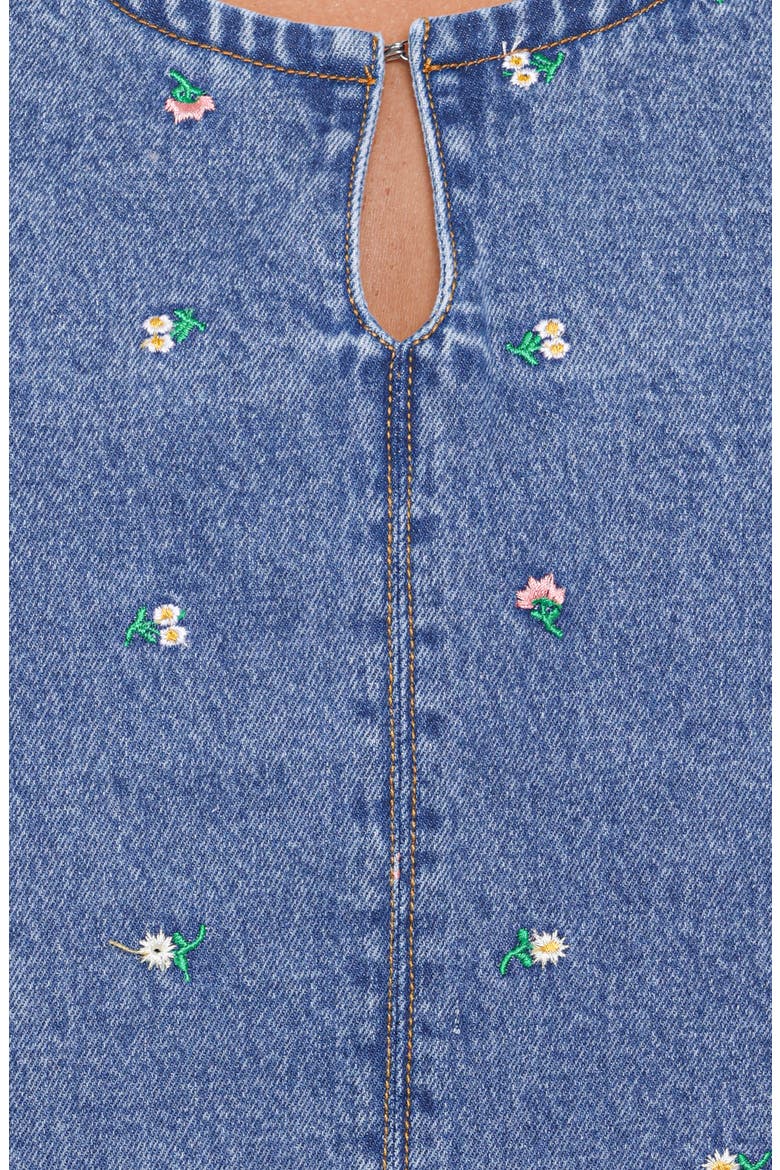 Vesper Sleeveless Cotton Minidress, Alternate, color, EMBROIDERED DENIM