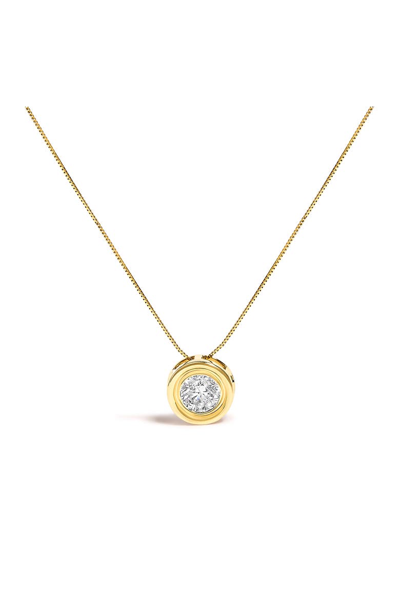 Haus of Brilliance 14K Yellow Gold 1 3/8 Cttw Bezel Set Round Diamond Solitaire Pendant Necklace, Main, color, Yellow