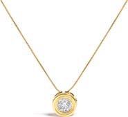 Haus of Brilliance 14K Yellow Gold 1 3/8 Cttw Bezel Set Round Diamond Solitaire Pendant Necklace