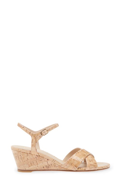 Stuart Weitzman Dayna Cork Crisscross Wedge Sandals In Natural.