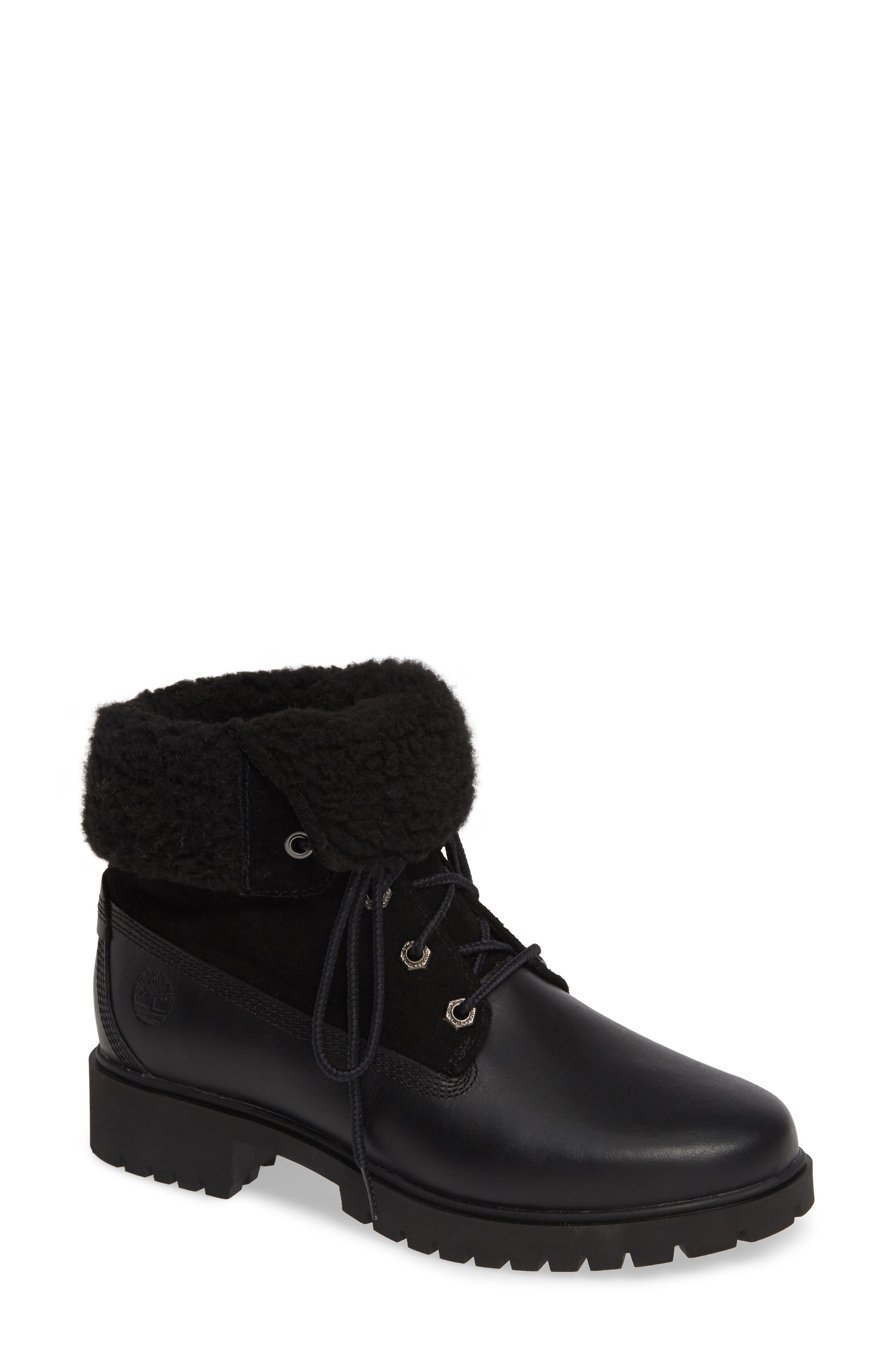 Jayne Waterproof Bootie, Main, color, JET BLACK LEATHER