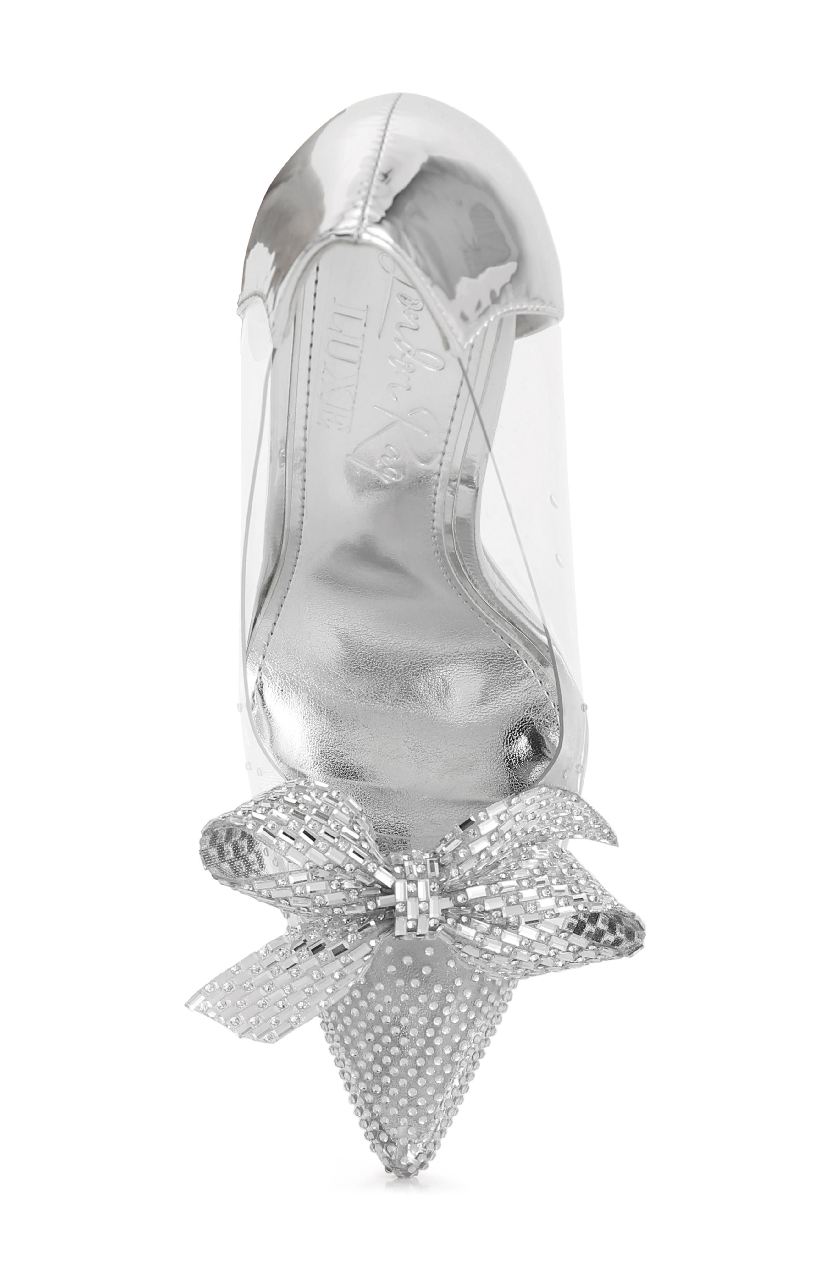 LONDON RAG Erika Crystal Embellished Bow Clear & Metallic Pump, Alternate, color, Silver