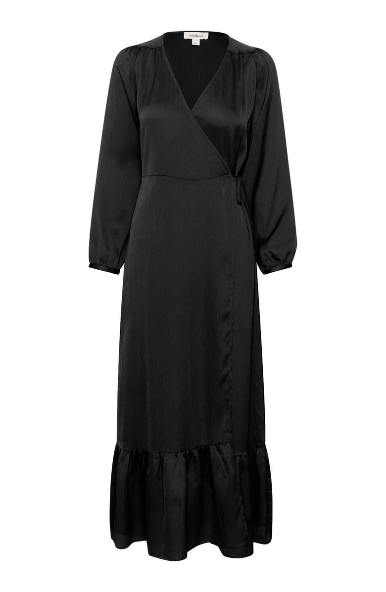 Soaked in Luxury Slioana Maxi Length V-Neck Wrap Dress, Alternate, color, Black