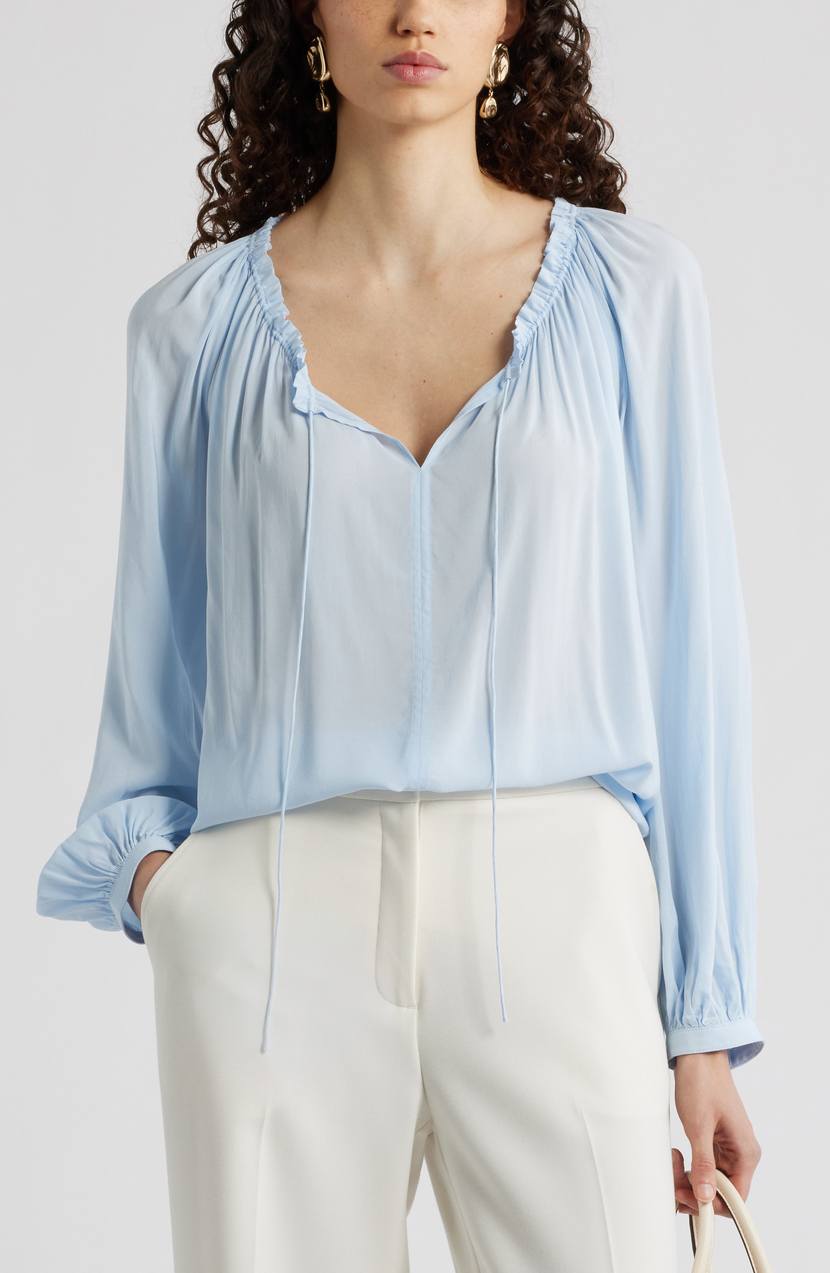 Gathered Tie Neck Top