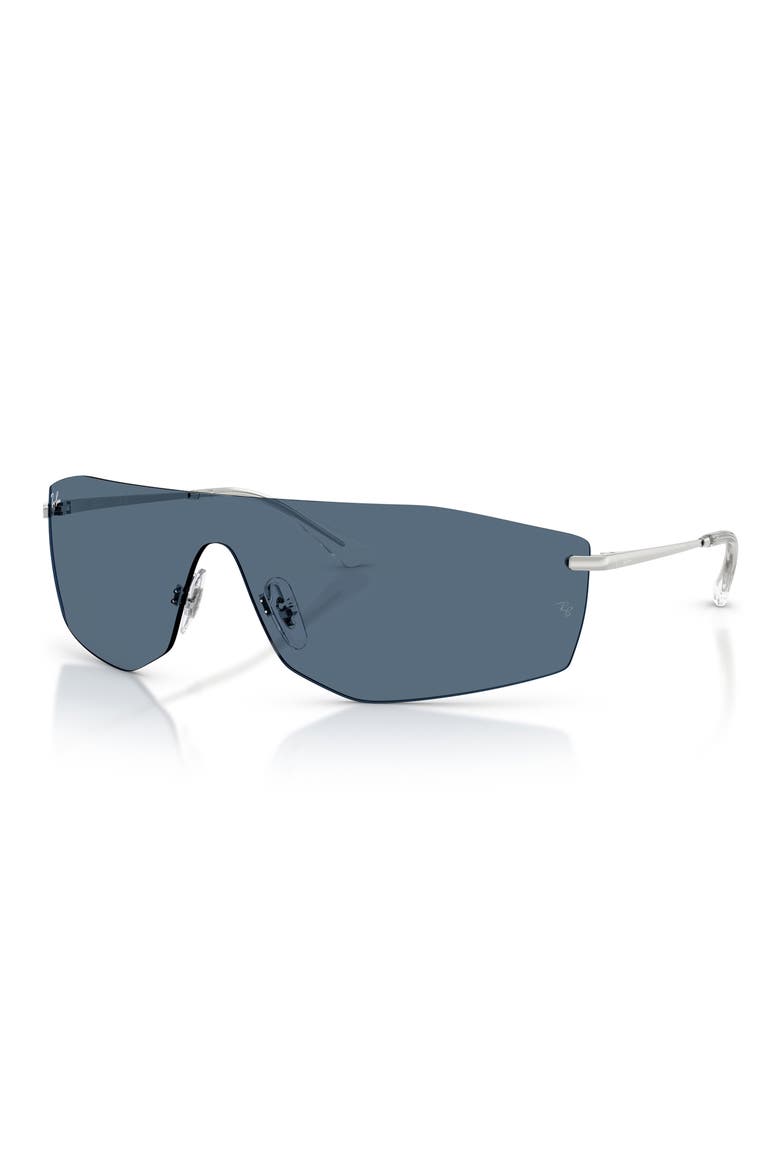 141mm Irregular Shield Sunglasses, Alternate, color, SILVER / DARK BLUE