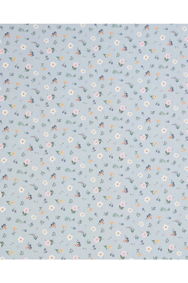 Ditsy Sprigs Silky Scarf, Alternate, color, Dusky Blue