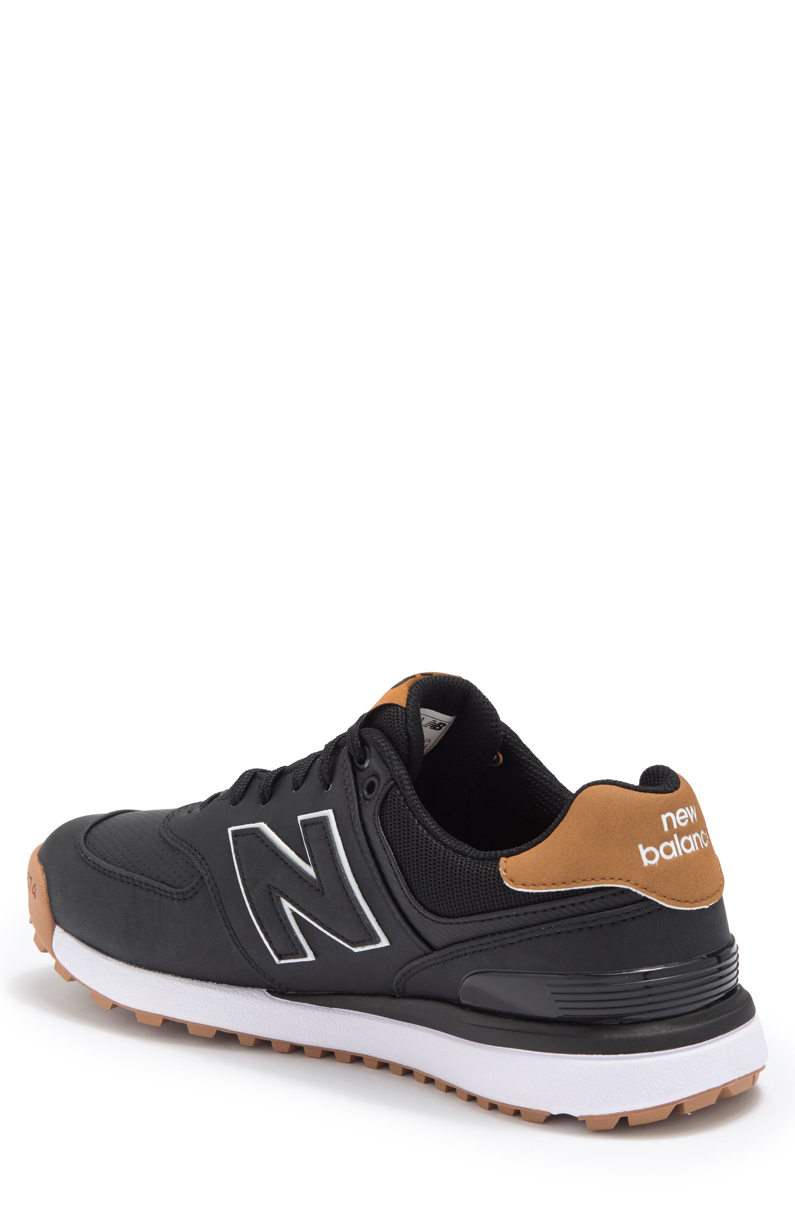 NEW BALANCE GOLF 574 Greens V2 Spikeless Golf Shoe, Alternate, color, Black / Gum