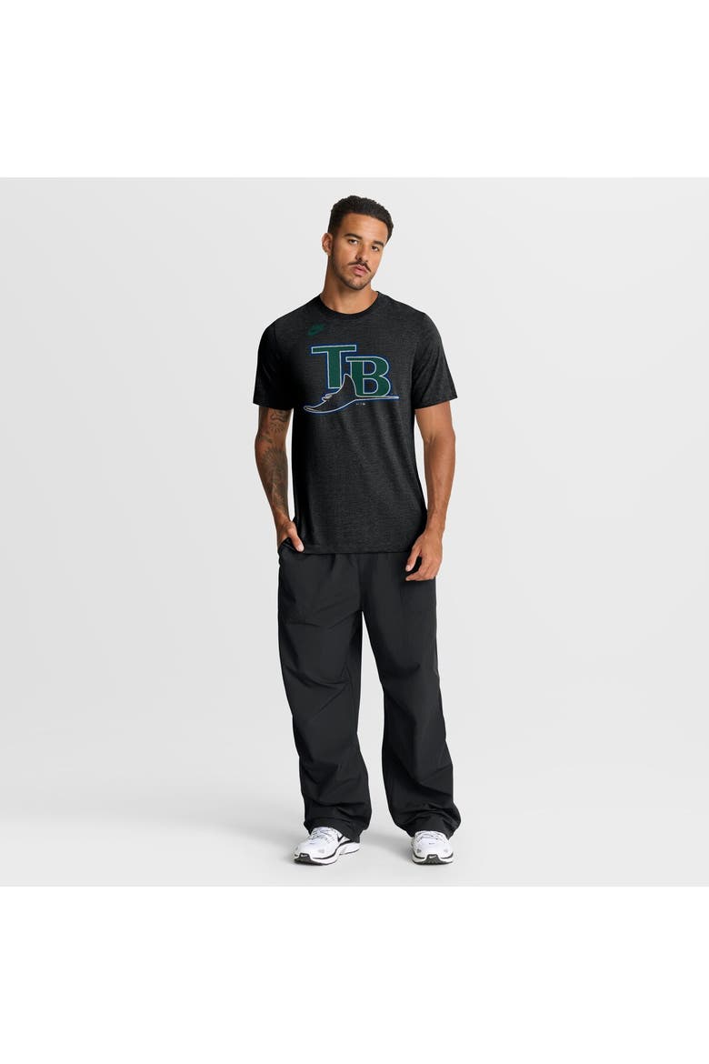 Men's Nike Heather Black Tampa Bay Rays Cooperstown Logo Tri-Blend T-Shirt, Alternate, color, Heather Black