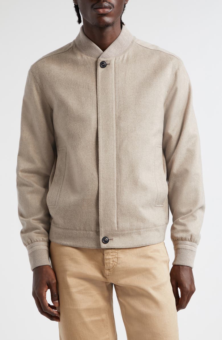 ZEGNA Oasi Cashmere Elements Bomber Jacket, Main, color, Beige