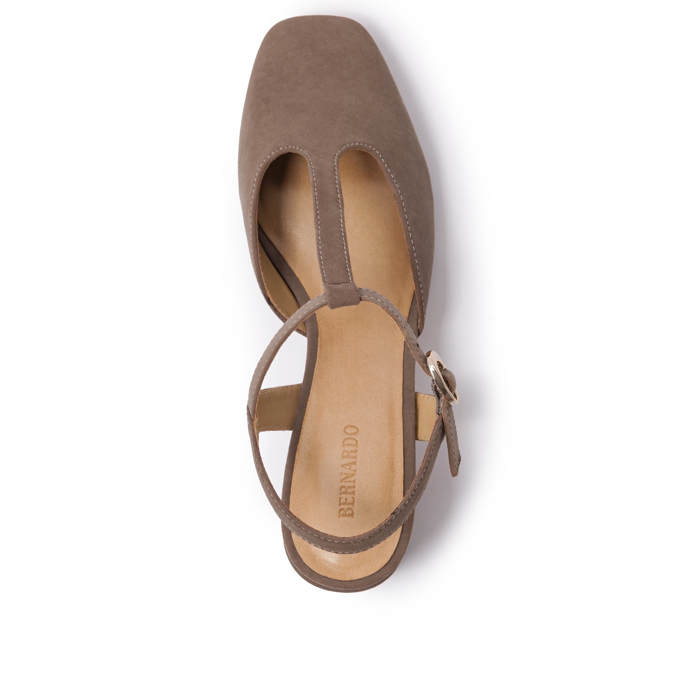 Bernardo Footwear Romi T-Strap Pump, Alternate, color, Walnut Suede