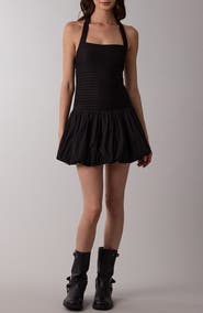 Sky to Moon Sleeveless Halter Bubble Hem Minidress