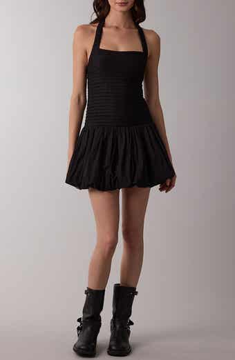 Sleeveless Halter Bubble Hem Minidress