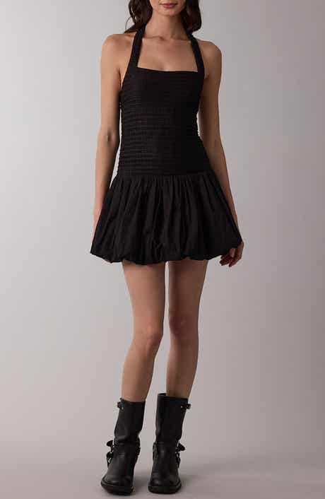 Sleeveless Halter Bubble Hem Minidress