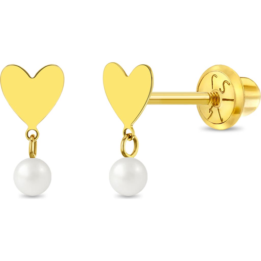 In Season Jewelry 14k Heart Pearl Drop Girl Earrings