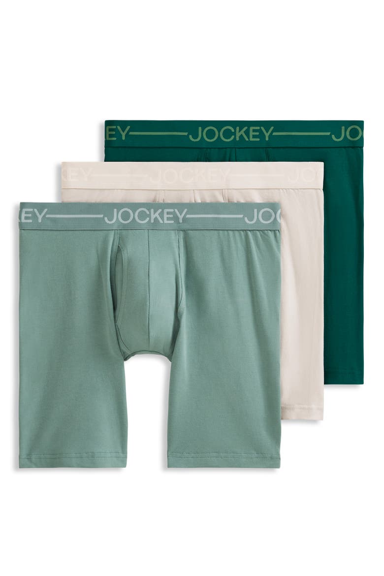 Mens Organic Cotton Stretch 6.5" Boxer Brief - 3 Pack, Main, color, Evergreen Mist