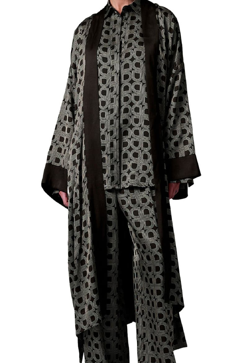 Rani Geometric Print Maxi Length Robe, Alternate, color, Black