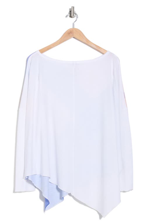 Go Couture Asymmetric Dolman Sleeve Sweater In Ivory Argyle Blue Dip Print