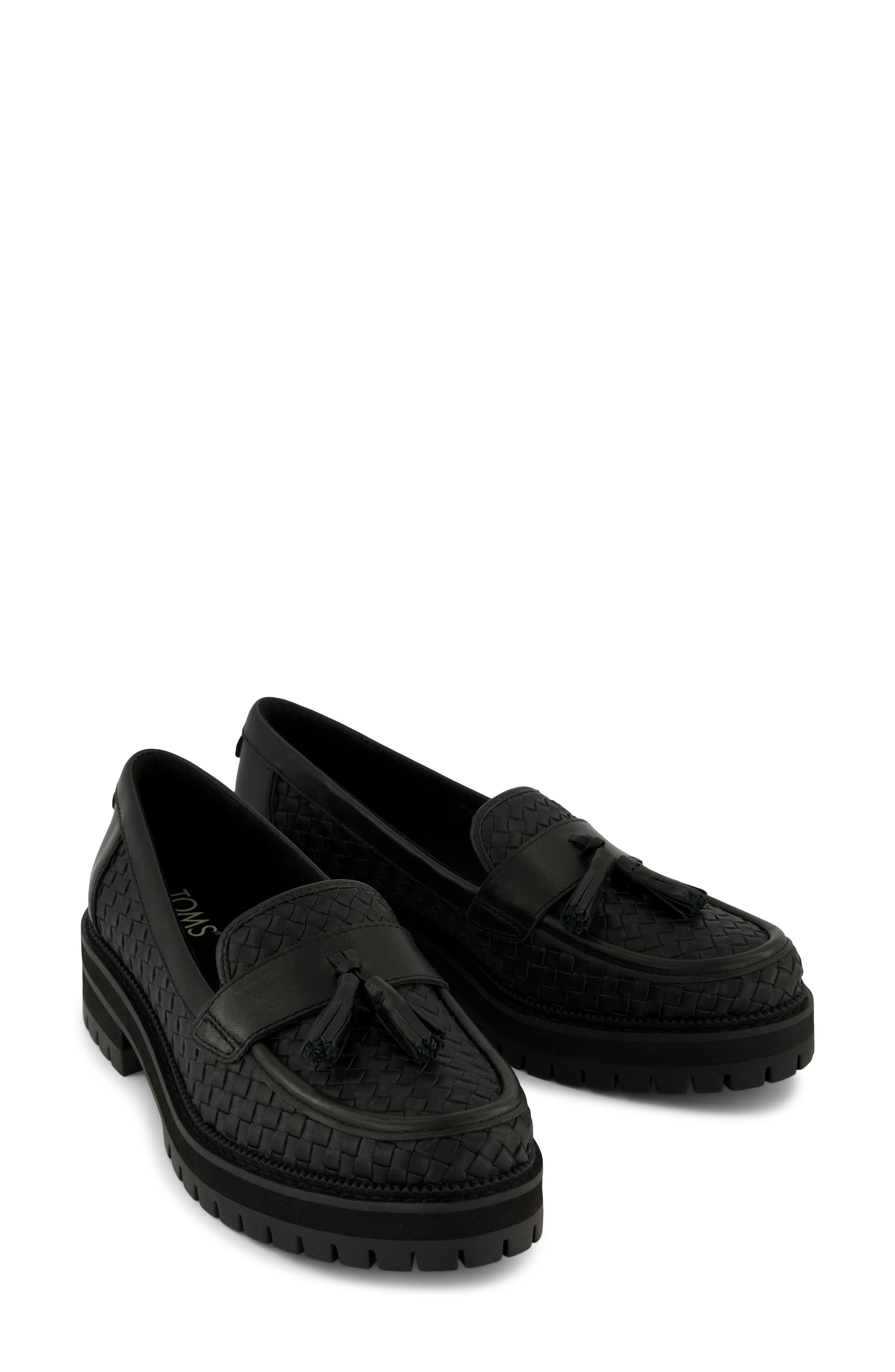TOMS Cara Platform Tassel Loafer, Main, color, Black