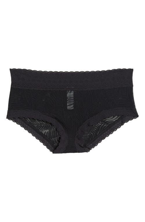 Meundies Allover Lace High Waist Briefs In Black Feather
