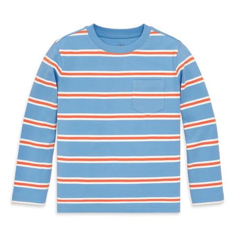 Kids Long Sleeve Pocket Tee In Varsity Stripe