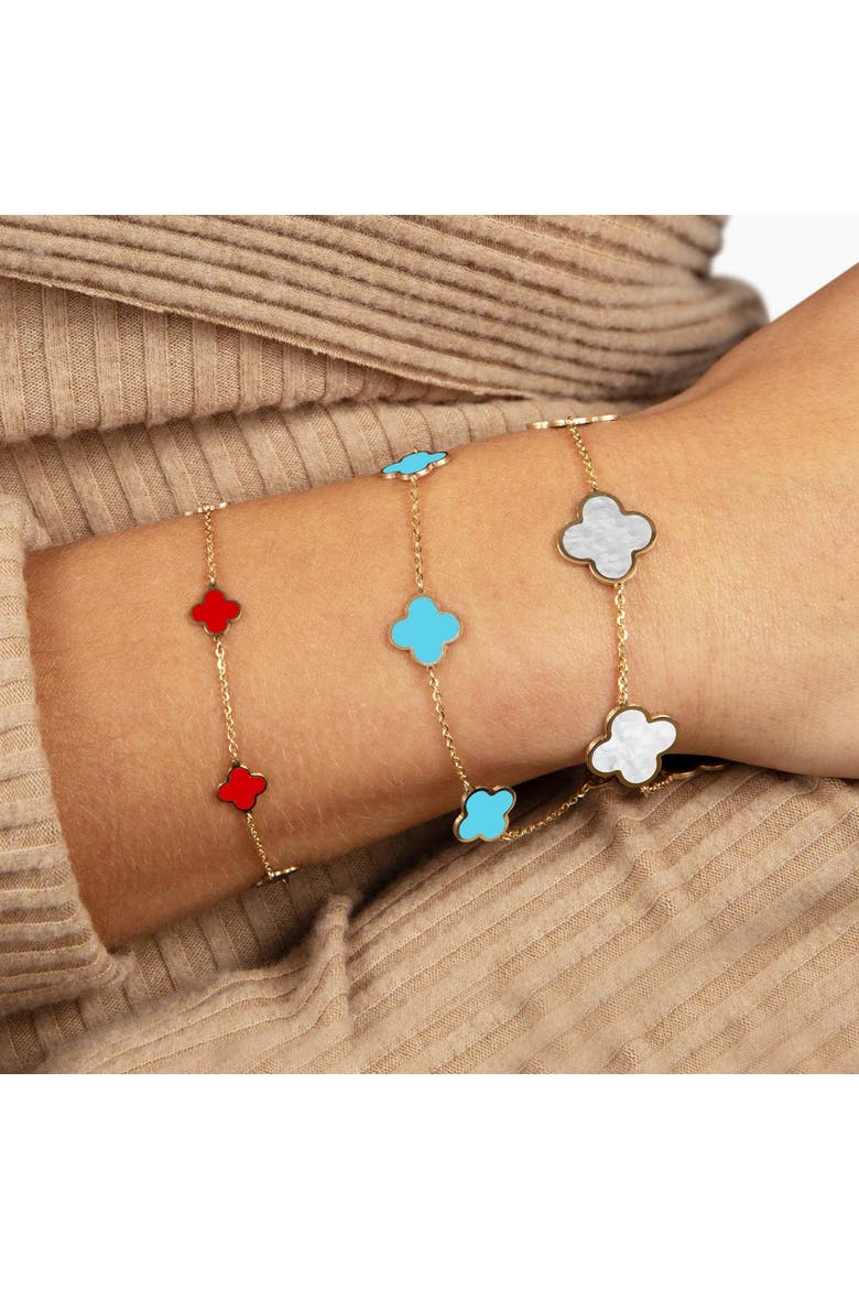Mini Coral Clover Bracelet, Alternate, color, Coral