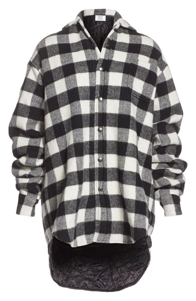 VETEMENTS Plaid Oversize Wool Blend Shirt, Alternate, color, 