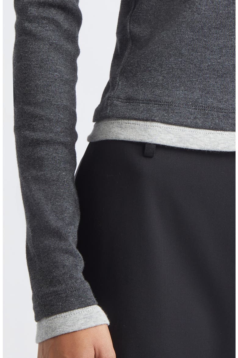 V-Neck Organic Cotton Long Sleeve Tee, Alternate, color, CHARCOAL MELANGE