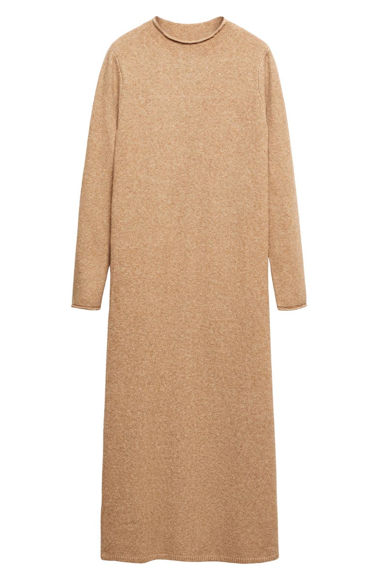 MANGO Perkins Funnel Neck Long Sleeve Sweater Dress, Alternate, color, 