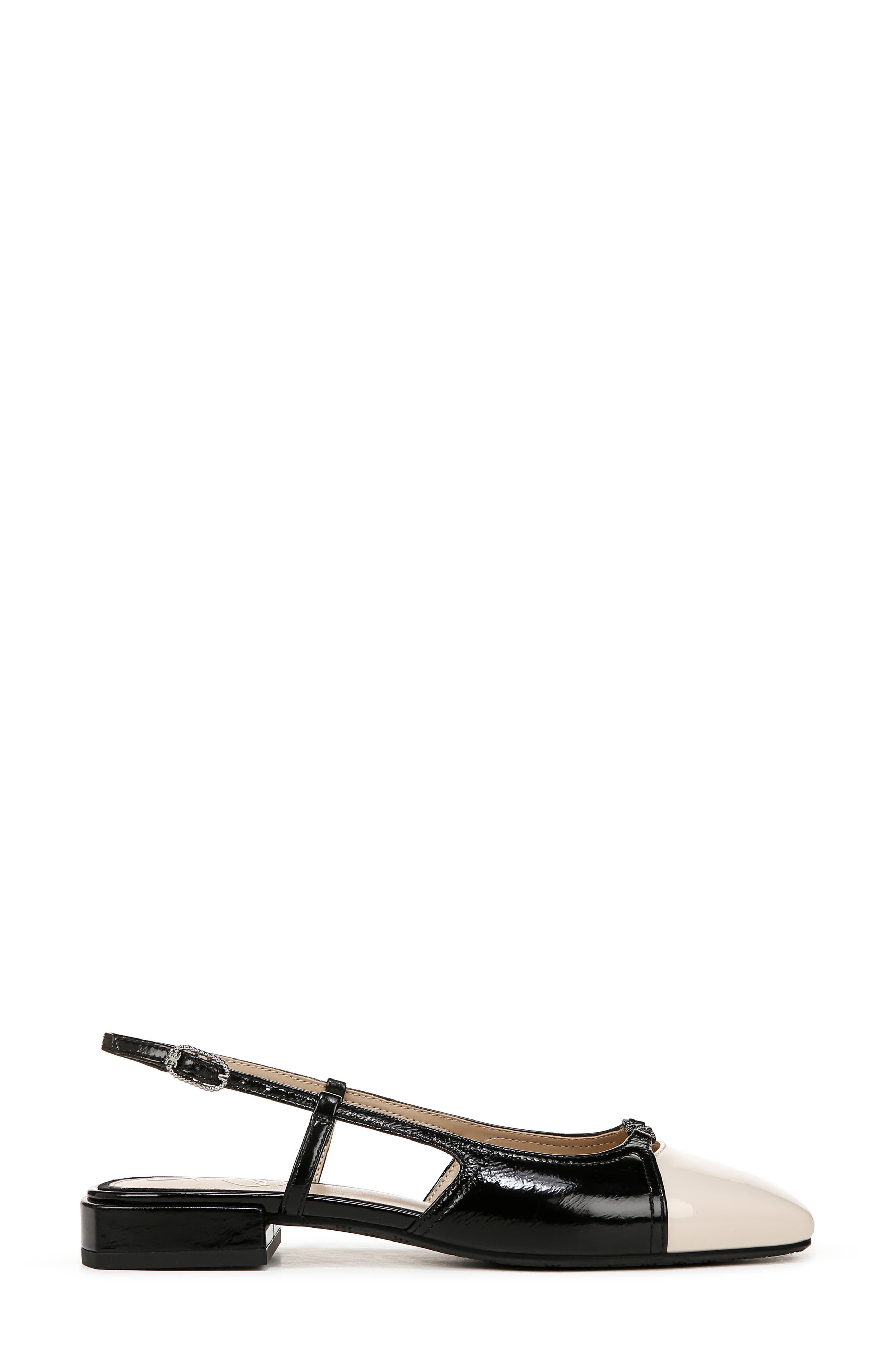 Sam Edelman Kara Slingback Flat, Alternate, color, Black/ Alpine Ivory