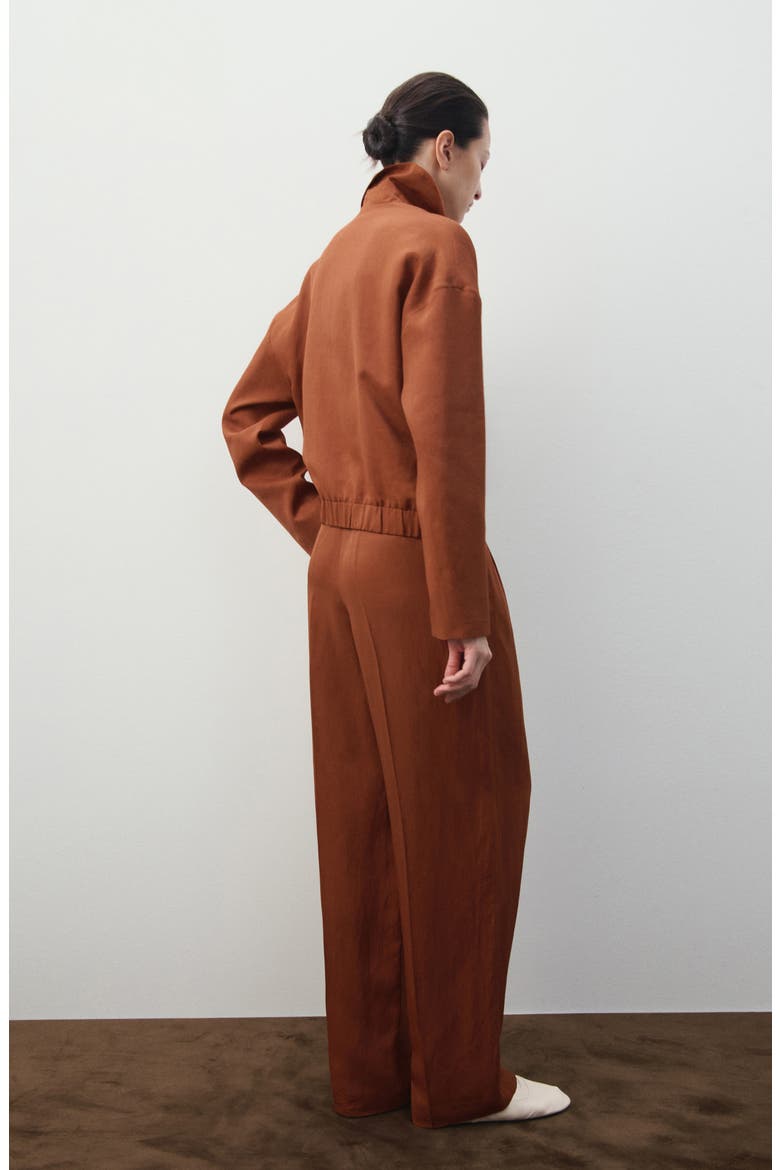 Pleated Straight Leg Pants, Alternate, color, RUSSET